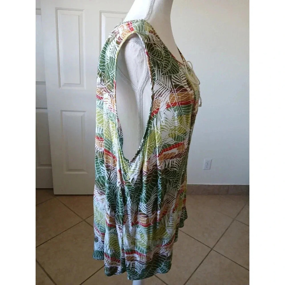Nanette Lepore Tropical Embroidered Beaded Gauze Sleeveless Peasant Top Size 2X - Picture 3 of 13